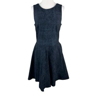 Nicole Miller Blue/Black Sleeveless Flare Dress